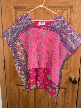 Pink Patterned Boho Women's Tunic Top
